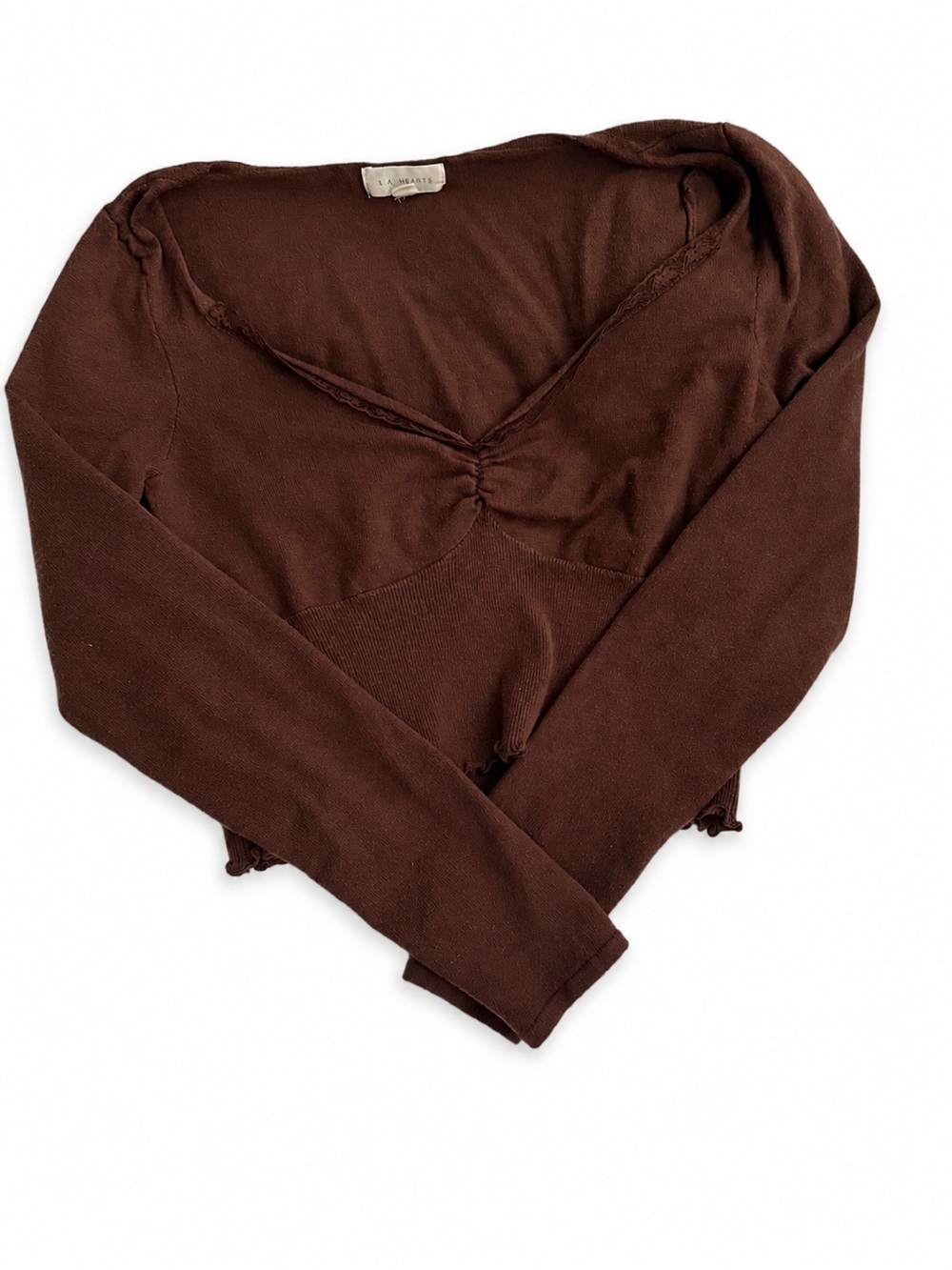 La Hearts Chocolate Brown Scoop Neck Top